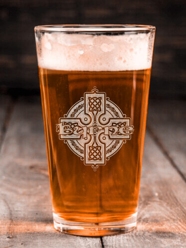 Celtic Cross Clear Pint Glass - Engraved (single)