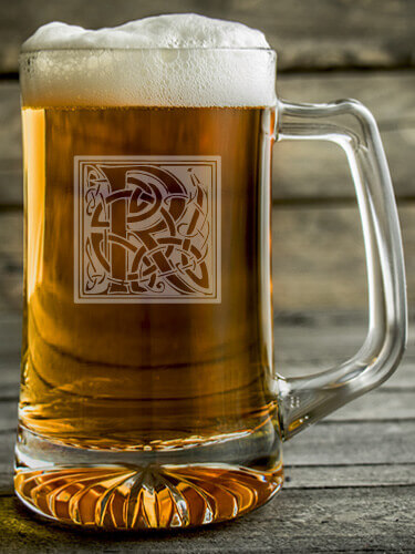 Celtic Monogram Clear Beer Mug - Engraved