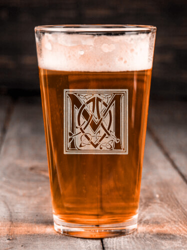 Celtic Monogram Clear Pint Glass - Engraved (single)