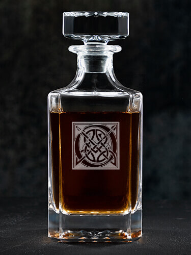 Celtic Monogram Clear Whiskey Decanter - Engraved