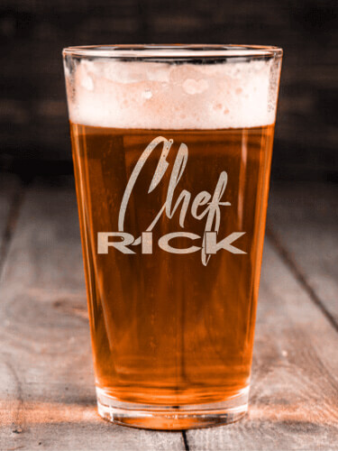 Chef Clear Pint Glass - Engraved (single)