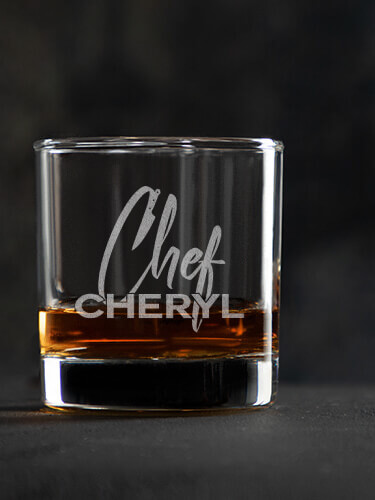 Chef Clear Rocks Glass - Engraved (single)