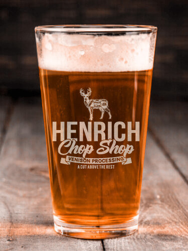 Chop Shop Clear Pint Glass - Engraved (single)