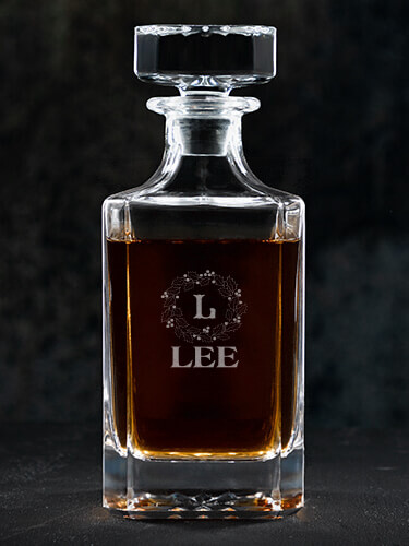 Christmas Monogram Clear Whiskey Decanter - Engraved