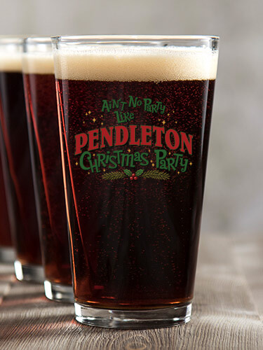 Christmas Party Clear Pint Glass - Color Printed (set of 4)