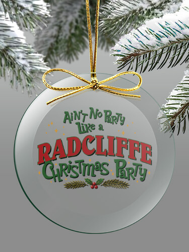 Christmas Party Clear 4 Inch Round Glass Ornament