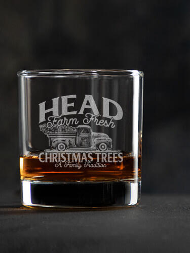 Christmas Tree Farm Clear Rocks Glass - Engraved (single)