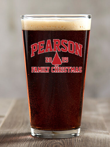 Christmas Varsity Clear Pint Glass - Color Printed (single)