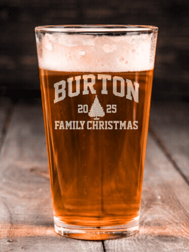 Christmas Varsity Clear Pint Glass - Engraved (single)