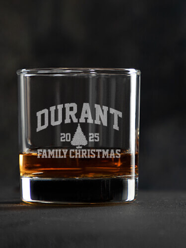 Christmas Varsity Clear Rocks Glass - Engraved (single)