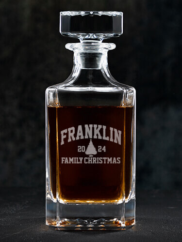 Christmas Varsity Clear Whiskey Decanter - Engraved