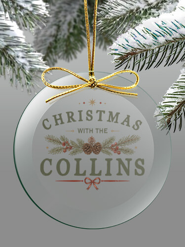 Clear Christmas With Personalized round-glass-ornament 