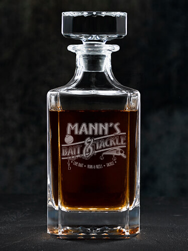 Classic Bait and Tackle Clear Whiskey Decanter - Engraved