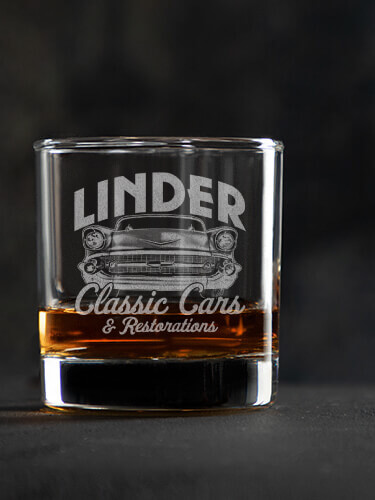 Classic Cars II Clear Rocks Glass - Engraved (single)