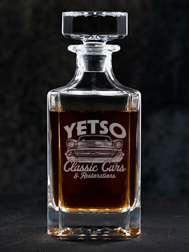 Classic Cars II Clear Whiskey Decanter - Engraved