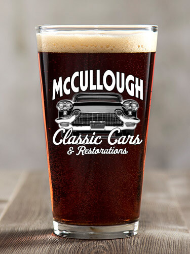 Classic Cars Clear Pint Glass - Color Printed (single)