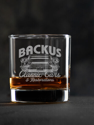Classic Cars Clear Rocks Glass - Engraved (single)
