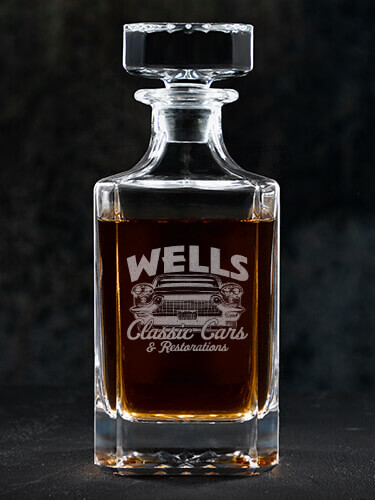 Classic Cars Clear Whiskey Decanter - Engraved