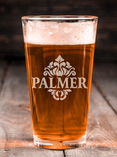 Classic Filigree Clear Pint Glass - Engraved (single)