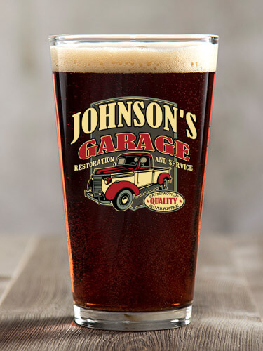 Classic Garage Clear Pint Glass - Color Printed (single)
