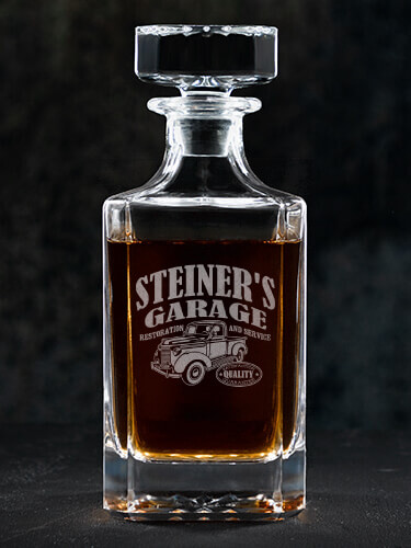 Classic Garage Clear Whiskey Decanter - Engraved