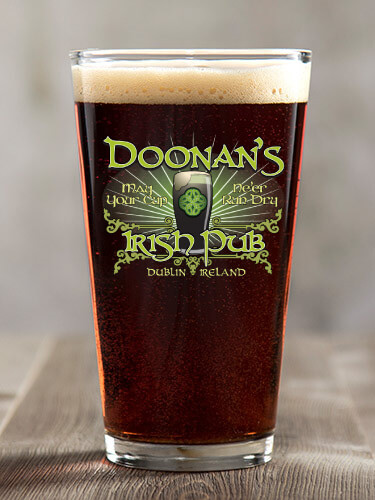 Classic Irish Pub Clear Pint Glass - Color Printed (single)