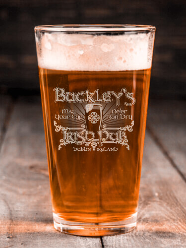 Classic Irish Pub Clear Pint Glass - Engraved (single)