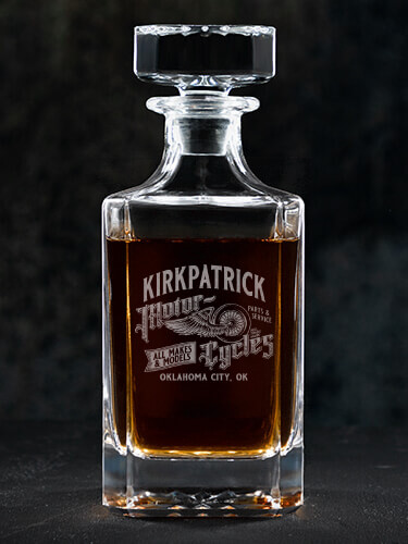 Classic Motorcycles Clear Whiskey Decanter - Engraved