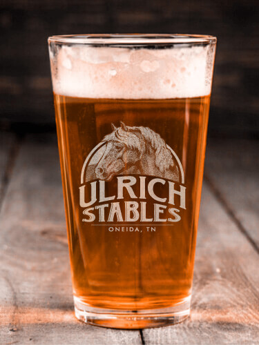 Classic Stables Clear Pint Glass - Engraved (single)