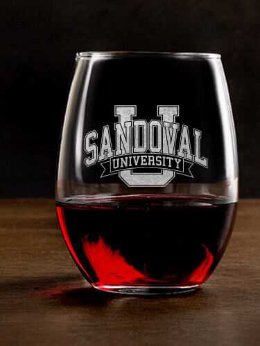 Classic University Clear Stemless Wine Glass - Engraved (single)