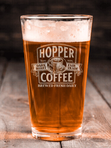 Coffee Clear Pint Glass - Engraved (single)