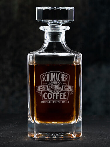 Coffee Clear Whiskey Decanter - Engraved