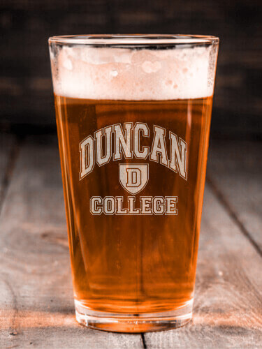 College Clear Pint Glass - Engraved (single)