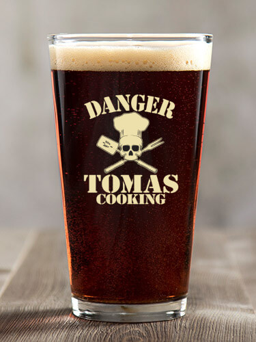Cooking Danger Clear Pint Glass - Color Printed (single)