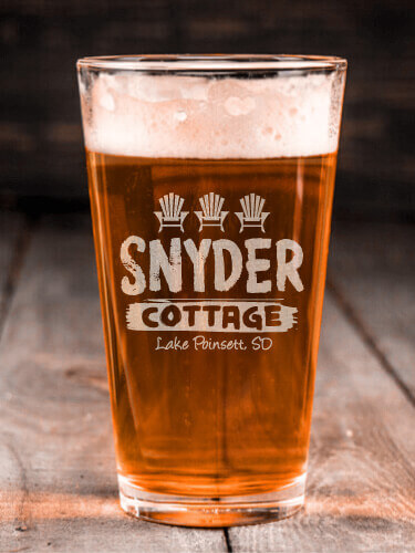Cottage Clear Pint Glass - Engraved (single)