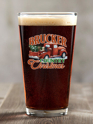 Country Christmas Clear Pint Glass - Color Printed (single)