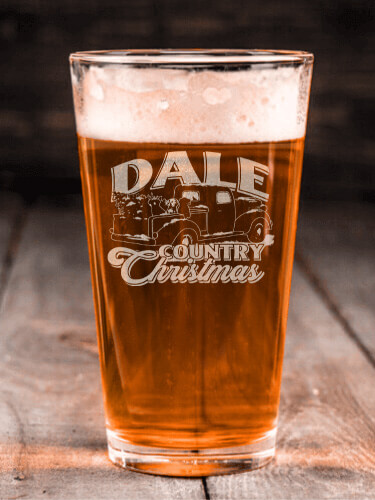 Country Christmas Clear Pint Glass - Engraved (single)