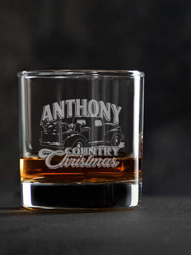 Country Christmas Clear Rocks Glass - Engraved (single)