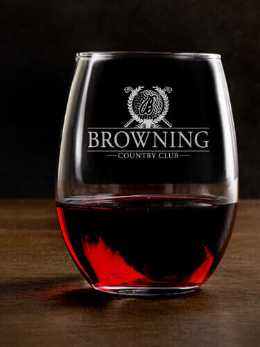 Country Club Clear Stemless Wine Glass - Engraved (single)