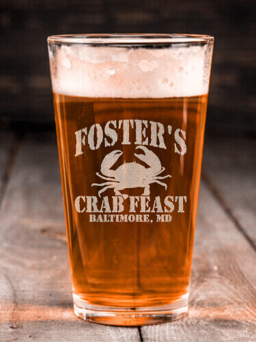 Crab Feast Clear Pint Glass - Engraved (single)