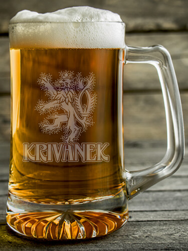 Czech Lion Clear Beer Mug - Engraved