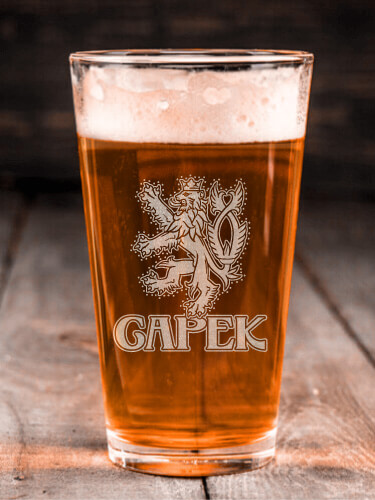 Czech Lion Clear Pint Glass - Engraved (single)