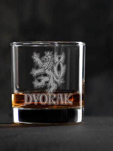 Czech Lion Clear Rocks Glass - Engraved (single)