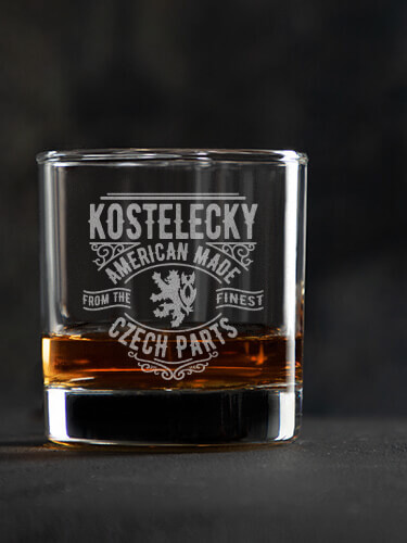 Czech Parts Clear Rocks Glass - Engraved (single)