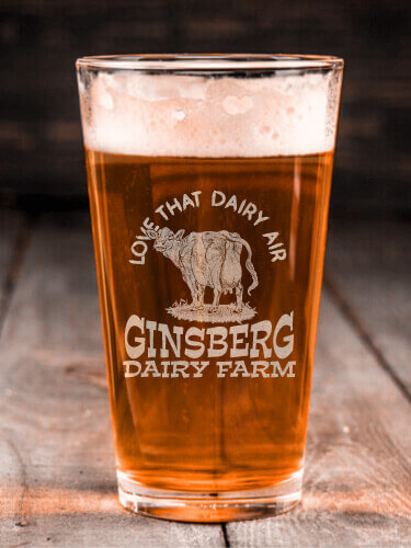 Dairy Air Clear Pint Glass - Engraved (single)