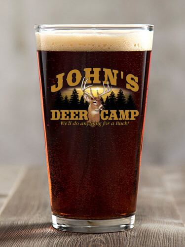 Deer Camp Clear Pint Glass - Color Printed (single)
