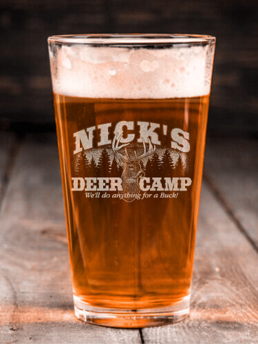Deer Camp Clear Pint Glass - Engraved (single)