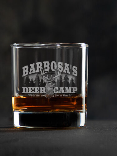 Deer Camp Clear Rocks Glass - Engraved (single)