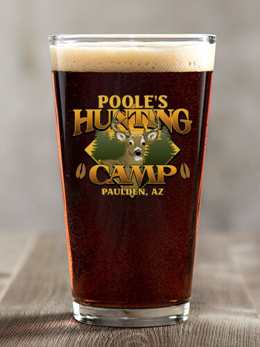 Deer Hunting Camp Clear Pint Glass - Color Printed (single)