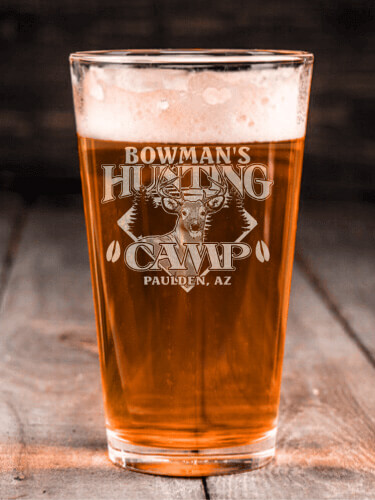Deer Hunting Camp Clear Pint Glass - Engraved (single)